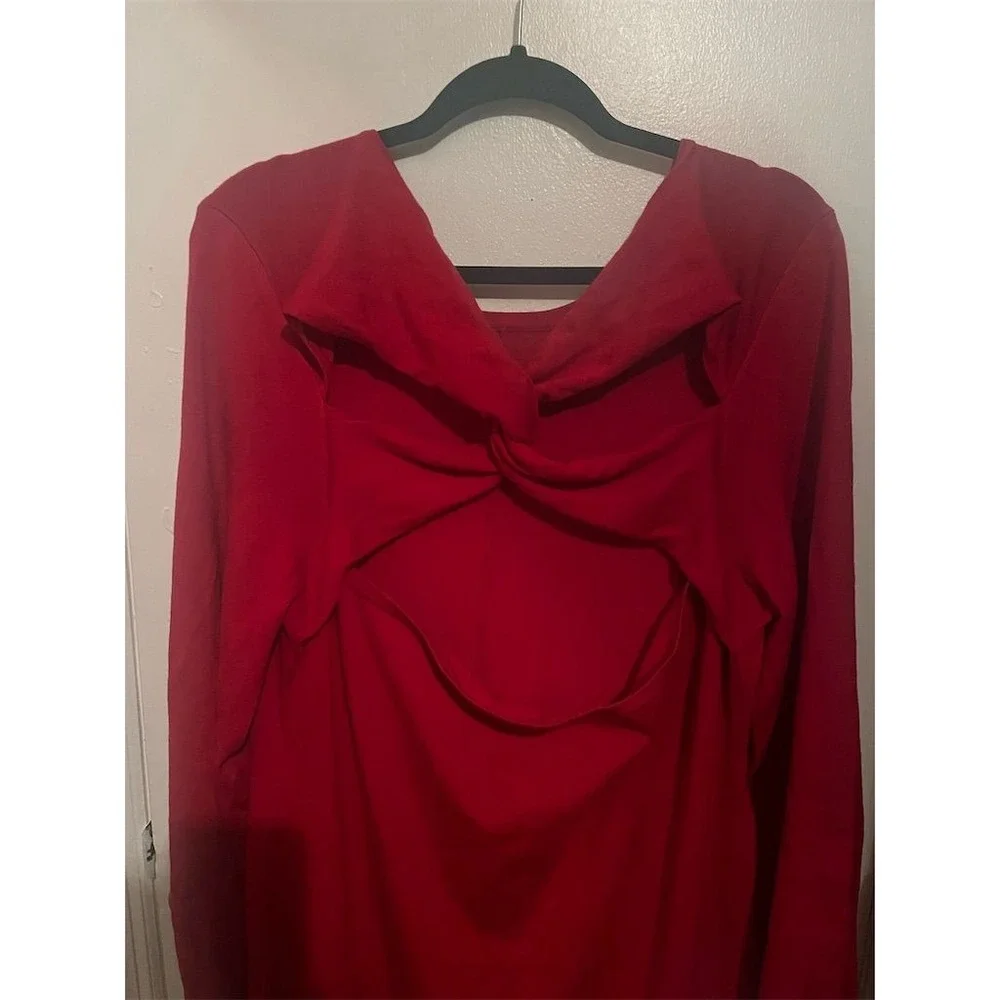 J.Crew Women's Merino Wool Red Twist Back Sweater Dress Knee Length‎ XL